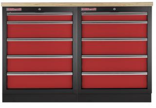 Zostava kvalitných PROFI RED dielenských skriniek s pracovnou doskou - RTGS1300BAL11 (Zostava kvalitných PROFI RED dielenských skriniek s pracovnou doskou - RTGS1300BAL11)