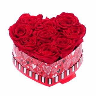 In eterno červené srdce LOVE "M" 12 červených ruží