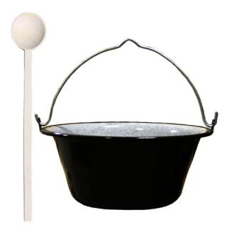 Perfect Cauldron kotlík na guláš smalt 10 l, Perfect Cauldron vareška drevo 50 cm SMREK