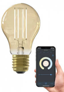 Calex Smart Lamp - Wifi LED vláknové osvetlenie - E27 - Múdra žiarovka zlatá - Stmievateľné - Teplé biele svetlo - 7W  Rozbalené