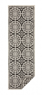 Čierno-krémový vonkajší koberec NORTHRUGS Jardin, 80 x 350 cm  Rozbalené