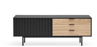 Čierny TV stolík v dekore duba 140x52 cm Sierra - Teulat