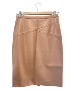 Dámska puzdrová sukňa z umelej kože, OODJI, hnedá farba Veľkosť XS-XXL: 2XS