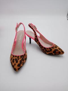 Dámske lodičky s voľnou pätou Intrépides Shoes, leopardí vzor Veľkosť OBUV: 35