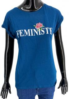 Dámske tričko s krátkym rukávom, ETAM, tmavo modrá, s nápisom a výšivkou Veľkosť XS-XXL: L