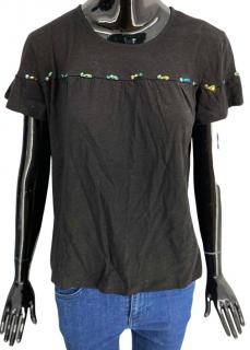 Dámske tričko s krátkym rukávom, ODEMAI, čierne, zdobené kamienkami Veľkosť KONFEKCIA: 38