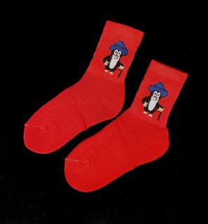 Detské bavlnené ponožky s obrázkom Bapon, 1 pár- vel.21-22 Varianta: Červený krtek