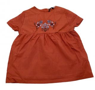 Dievčenské šaty, Eden et Victor, tehlová farba, výšivka Veľkosť DETSKÉ: 86