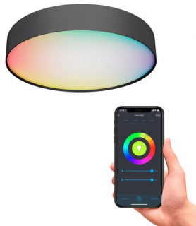 Inteligentná stropná lampa Calex – Inteligentná stropná lampa 30 cm – RGB a teplá biela – čierna  Rozbalené