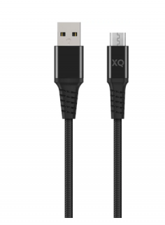 Kábel XQISIT NP Cotton braided micro USB na USB-A 2.0 20 black