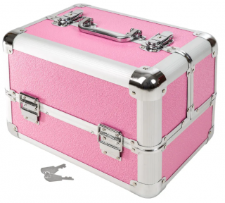 Kozmetický kufrík so 4 priehradkami ružová