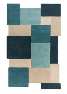 Modro-béžový vlnený koberec 240x150 cm Abstract Collage - Flair Rugs  Rozbalené