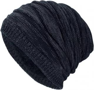 Pánska zimná pletená čiapka s vnútornou fleecovou podšívkou Farba: Černá