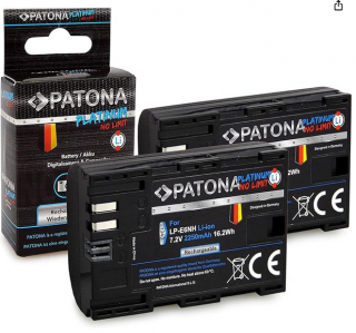 PATONA 2 x platinová batéria LP-E6NH 2250 mAh Kompatibilný s Canon EOS R5, R6II, R7  Rozbalené