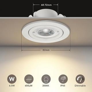 Sada bodových vstavaných LED svietidiel, 6 ks, 6,5 W