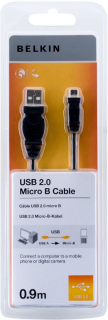 Spojovací kábel s konektormi BELKIN USB 2.0 A - Micro B Cable 0.9m