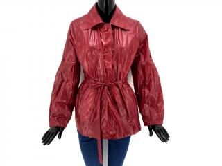 Tenký kabátik, FREDA, červená farba, lesklý Veľkosť KONFEKCIA: T1