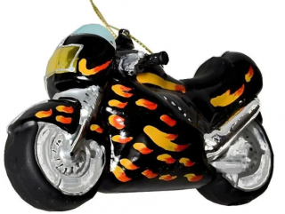 Vianočná sklenená ozdoba, motorka, 15 cm Farba: Černá
