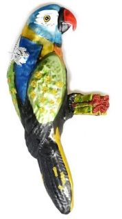 Vianočná sklenená ozdoba - papagáj, 14,5 cm Farba: Červená