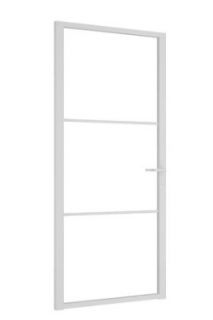 vidaXL Interiérové ​​dvere 93 x 201,5 cm biele ESG sklo a hliník  Rozbalené, vada obalu