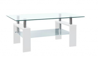 vidaXL Konferenčný stolík biely a priehľadný 95x55x40 cm tvrdené sklo  Rozbalené