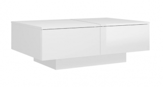 vidaXL Konferenčný stolík biely vysoký lesk 90 x 60 x 31 cm drevotrieska  Rozbalené
