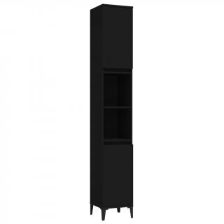 vidaXL Kúpeľňová skrinka čierna 30x30x190 cm kompozitné drevo  Rozbalené