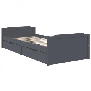 vidaXL Rám postele so zásuvkami tmavo šedý masívna borovica 90x200 cm  Rozbalené. Kozmetická vada