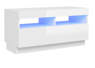 vidaXL TV skrinka s LED osvetlením biela s vysokým leskom 80x35x40 cm  Rozbalené