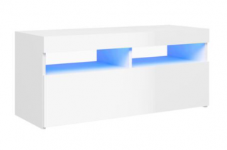 vidaXL TV skrinka s LED osvetlením biela s vysokým leskom 90x35x40 cm  Rozbalené