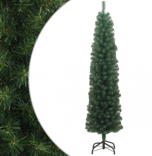 vidaXL Úzky umelý vianočný stromček so stojanom zelený 240 cm PVC  Rozbalené