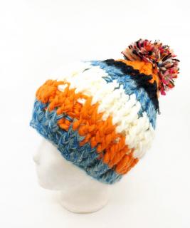 Zimná pletená čiapka s brmbolcom - oranžový, náhodný výber odtieňa