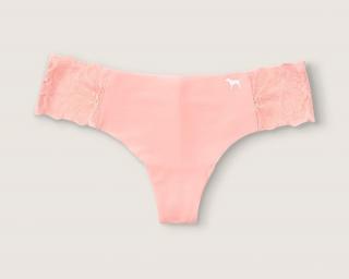 Dámske bezšvové nohavičky/tanga PINK s čipkou - ružové XL