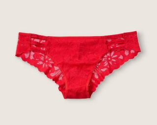 Dámske krajkové nohavičky/brazilky Victoria Secret PINK - červené S