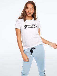 Dámske tričko PINK s klasickým logom - biele Biela, S