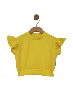 Vesta WAU crop top s volánom-TENKA TEPLAKOVINA Veľkosť oblečenia: 134, farba: citrónová