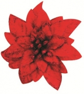 Dekorační červená květina se sponkou k připevnění