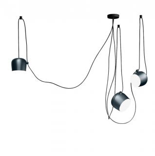 FLOS Aim 3 LED F0090023 + F0093030 (Dizajnové talianske svietidlo v metalickej modrej farbe, priemer 24 cm.)