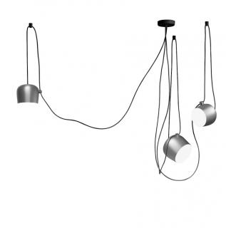 FLOS Aim 3 LED F0090054 + F0093030 (Dizajnové talianske svietidlo v metalickej striebornej farbe, priemer 24 cm.)