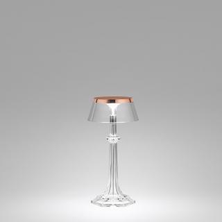 FLOS Bon Jour Versailles SMALL LED F1042015 + F1036000 Copper/Transparent (Moderná talianska stolíková lampa.)