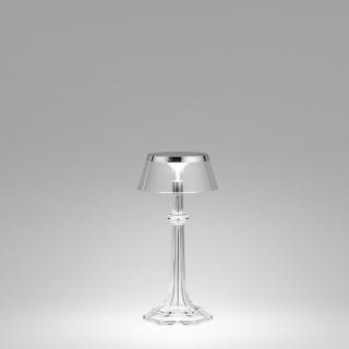 FLOS Bon Jour Versailles SMALL LED F1042057 + F1036000 Chrome/Transparent (Moderná talianska stolíková lampa.)