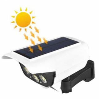 Bezpečnostná maketa kamery so solárnym LED reflektorom so snímačom pohybu