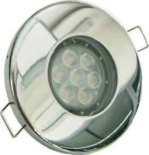 Chrom vstavané podhledové LED svietidlo 7W teplá biela IP44 230V (104342)