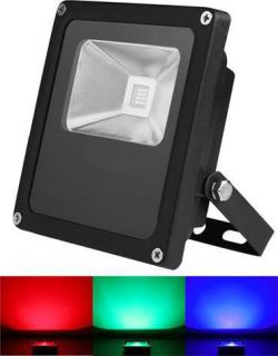 Čierny RGB LED reflektor 10W s RF diaľkovým ovládačom (OT-FGD-1010-RGB-RF)