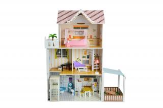 Funfit Dřevěný domeček pro panenky 120cm + zahrádka, výtah, terasa 2773