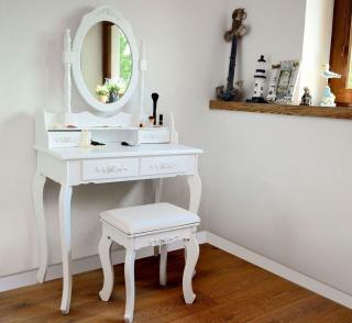 Funfit Originální vintage toaletní stolek + zrcadlo + taburet 2781