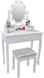 JUMON Toaletní stolek, zrcadlo, taburet LED osvětlení 3 šuplíky 2784