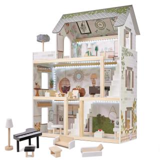 KIK Drevený domček pre bábiky 78cm LULILO FLORO boho KX5944