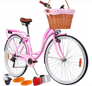 MalTrack Mestský bicykel košík 6rýchl. rám 18  koleso 28  ružové 110541