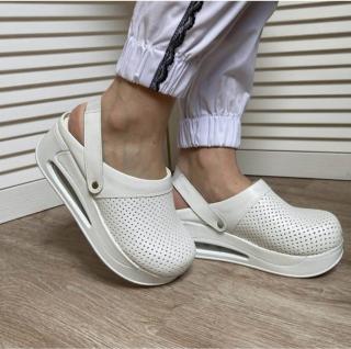 Terlik štýlová a biela  AIR obuv - šlapky biele a uchytenie nohy EU 38 (Terlik Sabo obuv AIR šlapky na platforme biela a uchytenie nohy)